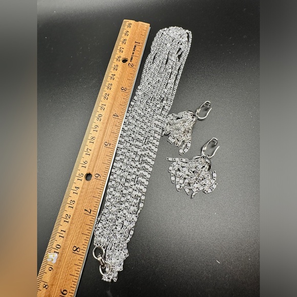 Vintage Sarah Coventry Silver Cascade Necklace & Clip On Earring Set - Picture 3 of 11